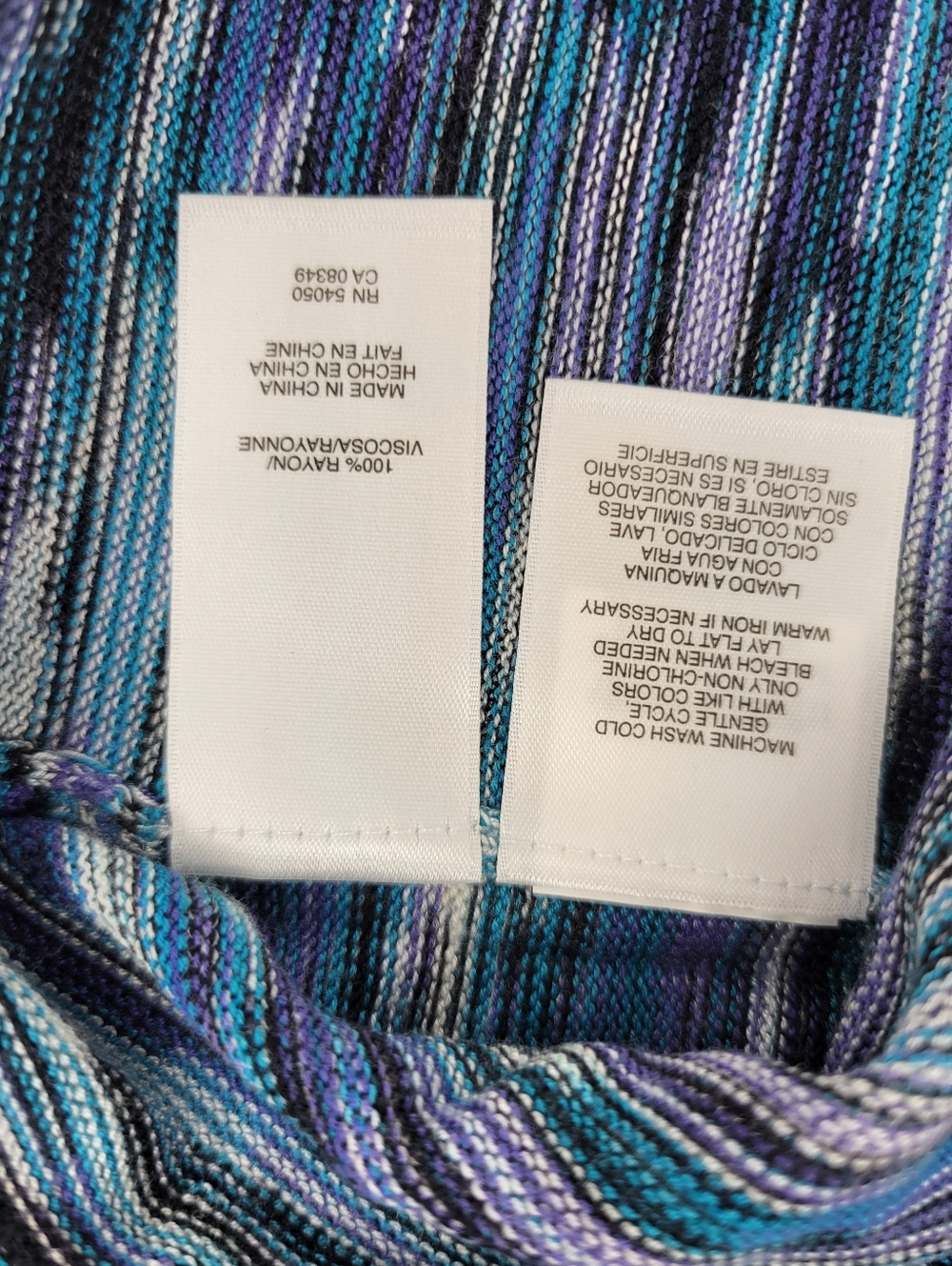 Jones Wear Multi Stripe Sleeveless Tank Top Women XL Blue Purple Boho - Picture 6 of 11